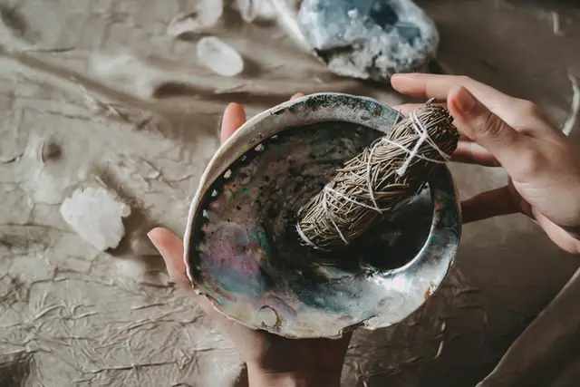 smudge stick in a bowl